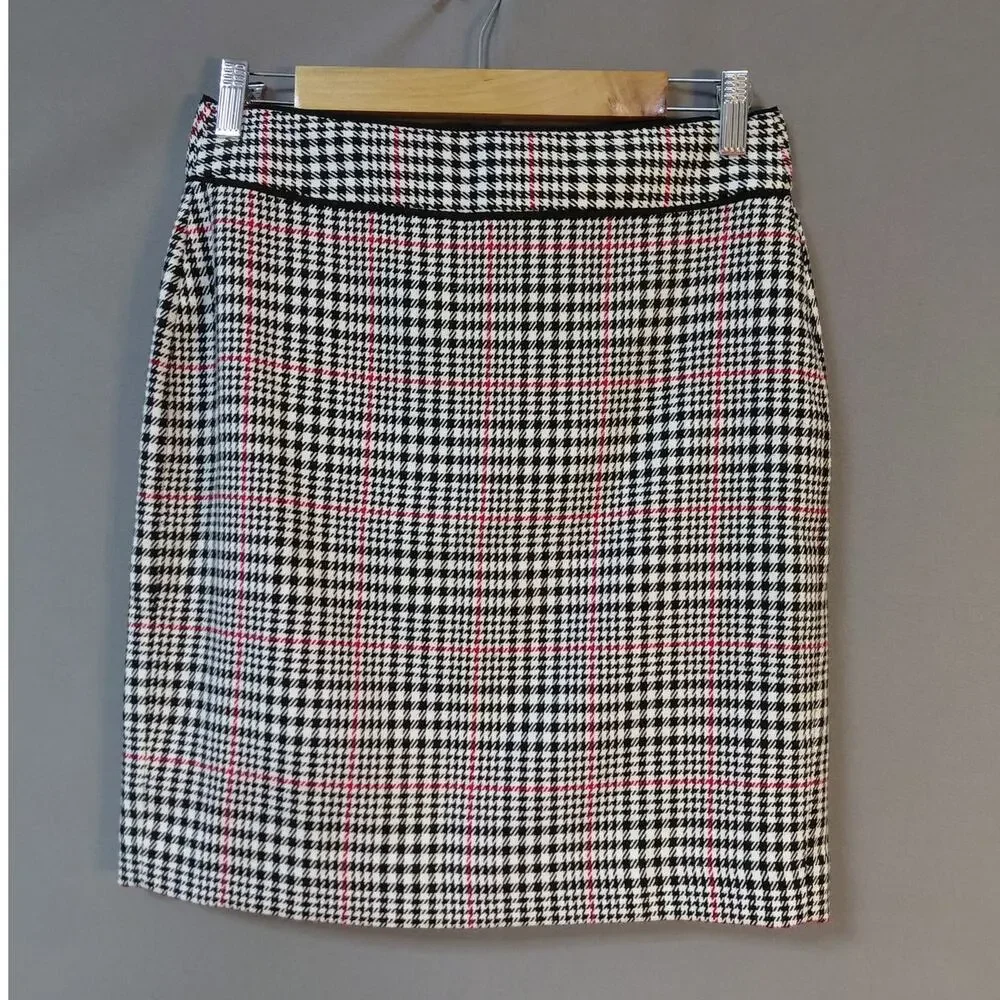 Banana Republic Pink Pencil Mini Lined Plaid Skirt Women Size 2